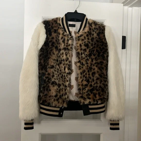 MOTHER Leopard Fur Coat Bomber Jacket XS - Picture 5 of 7